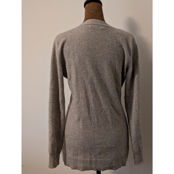 Lauren Ralph Lauren 100% Cashmere Gray Long V-neck Cardigan Sweater Academia S - Picture 3 of 9